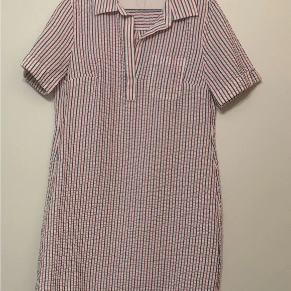 Red, White and Blue Striped Seersucker Dress - Picture 1 of 8